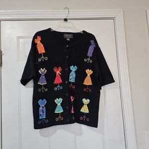 Terrazo Vintage Black Sweater with Colorful Dress Patterns{Bx20}